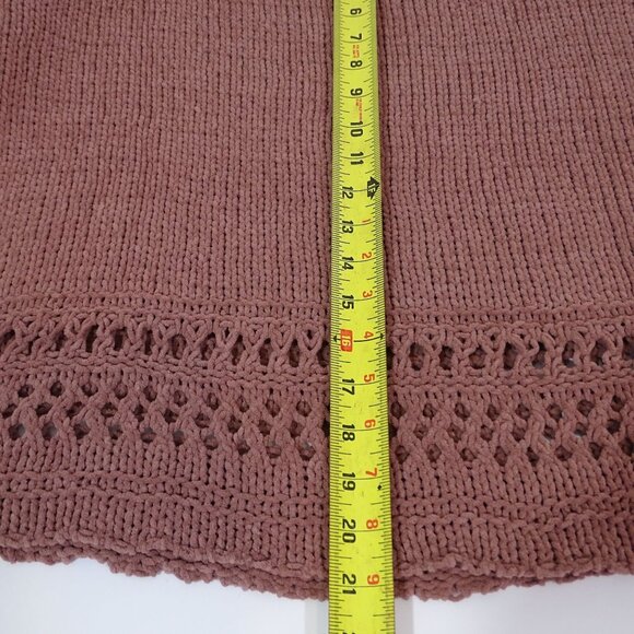 Cupio Mauve Pink Knit Sweater Womens Size XL Balloon Sleeve Open Knit Detail - Picture 8 of 8